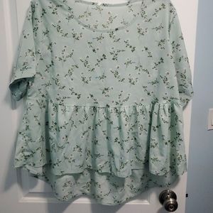 Green Floral empire waist top sz xxl